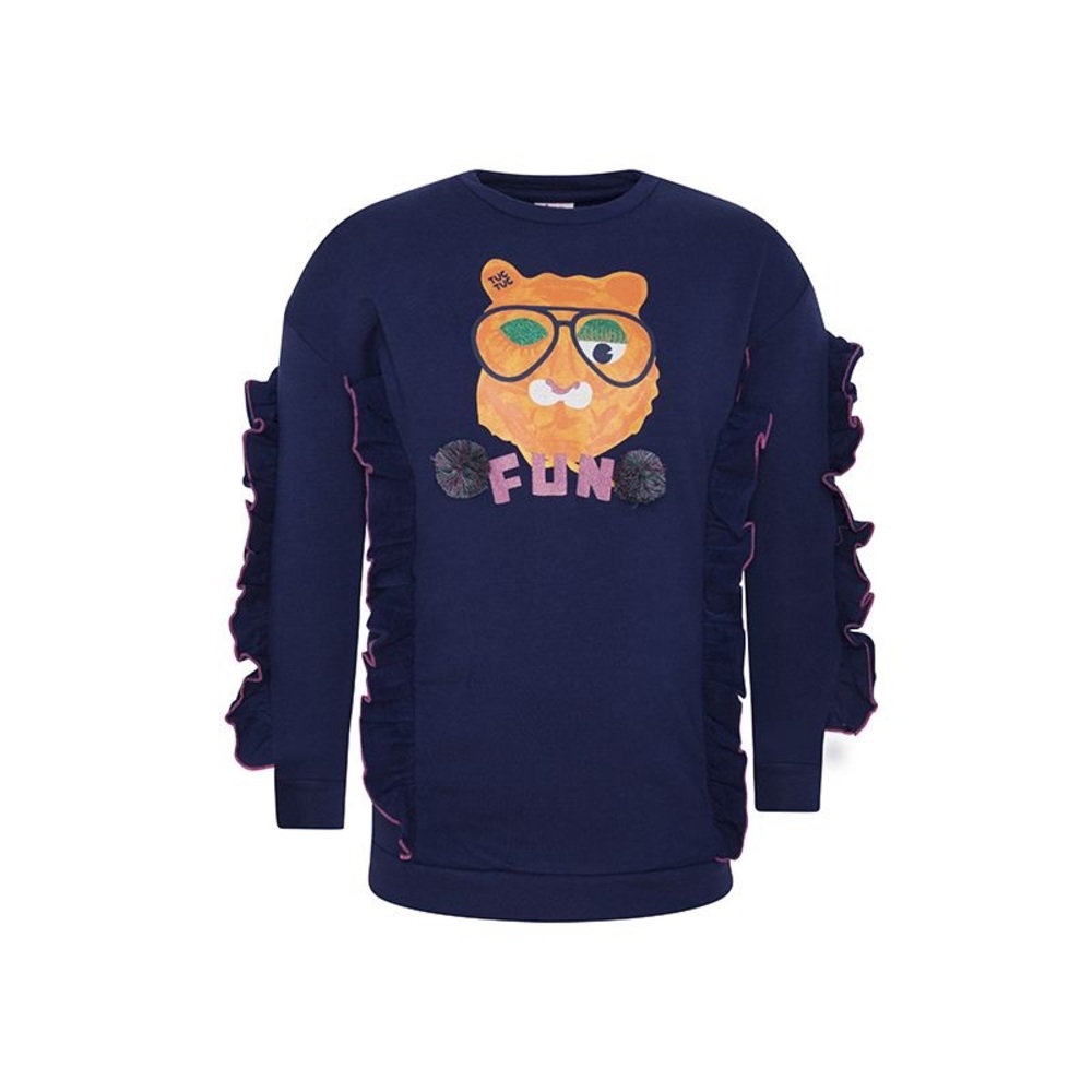 Blue Cartoon Bear Crew Neck Sweatshirt